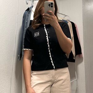 Knit Embroidered logo Top